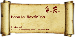 Hanula Rovéna névjegykártya